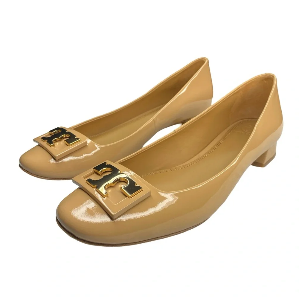 Tory Burch Nude Gigi Patent Logo 25mm Pumps Woman’s Size 7 - Picture 5 of 9